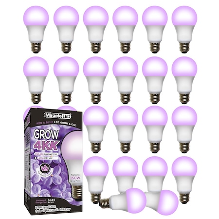 Miracle Led 4KK Pro-Pack Indoor Grow Light Bulb, 4000K Red/Blue Spec. Replace 150W Grow Bulbs, 24PK 801876